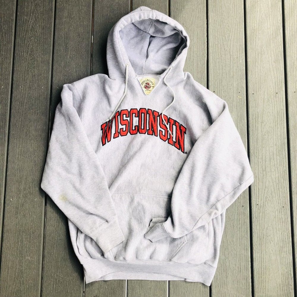 Vintage Steve & Barry s Wisconsin Badgers Pullover Hoodie Sweatshirt Mens XL